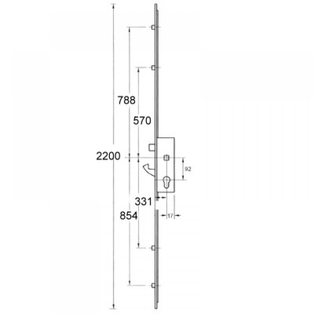 Yale YS170 3 Hookbolt 4 Roller Split Spindle Multipoint Lock